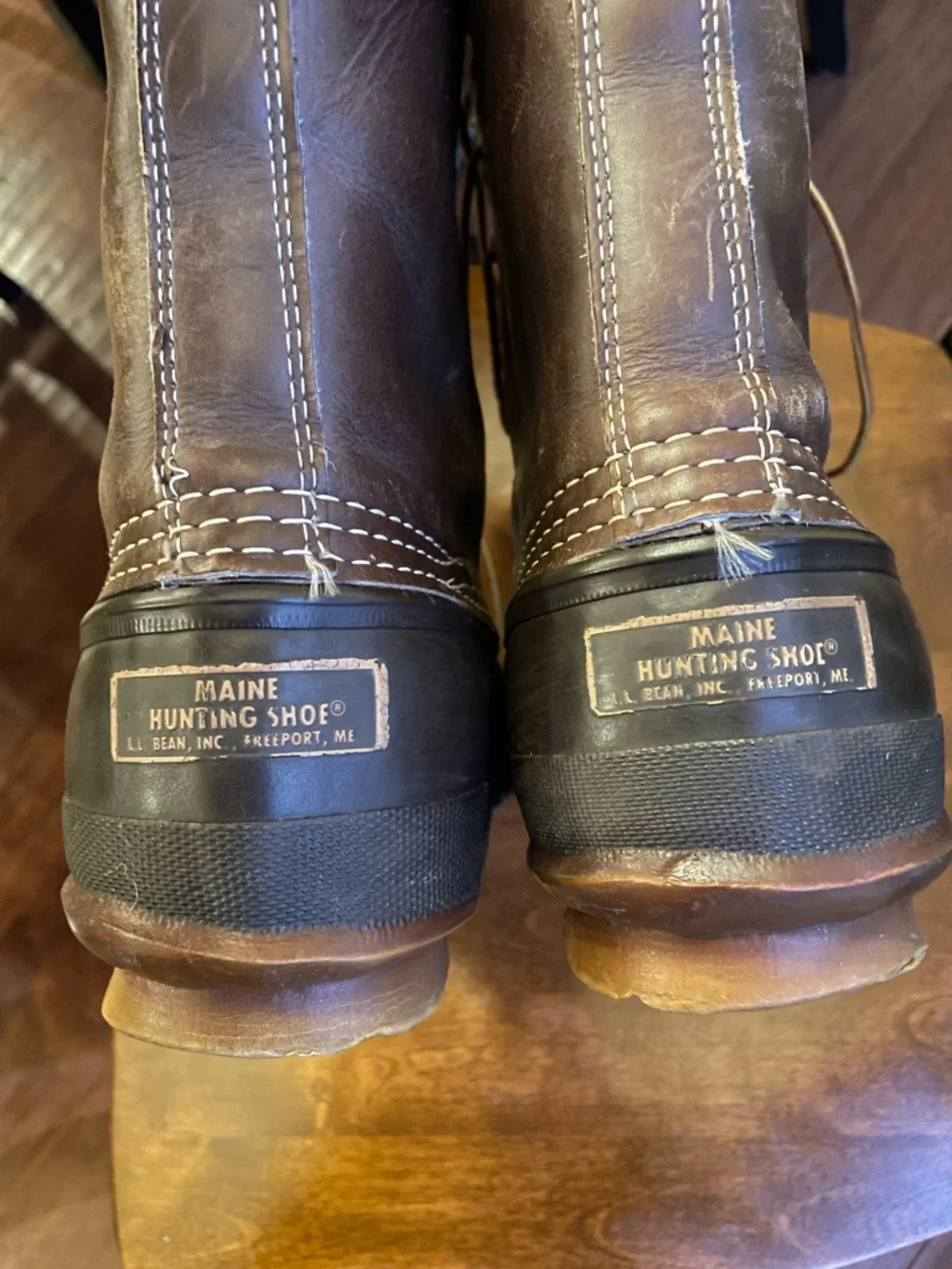 LL bean Maine Hunting Shoe Wool Lined Waterproof Duck Boots in Brown and Black 7